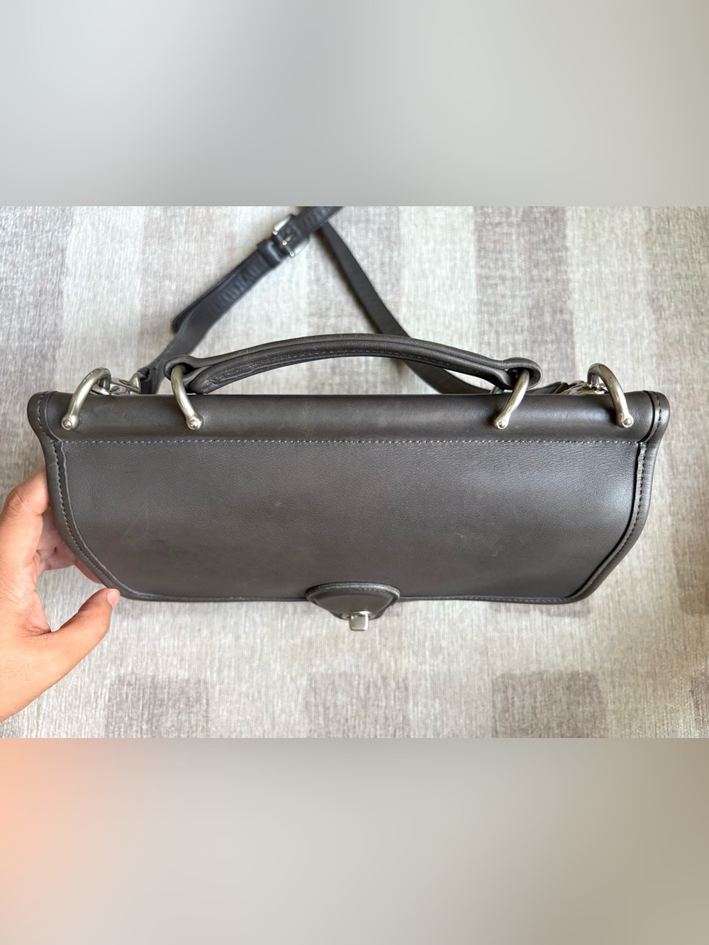 COACH Vintage Willis Grey Gray Leather Crossbody Shoulder Bag Handbag 9927 - Picture 5 of 13